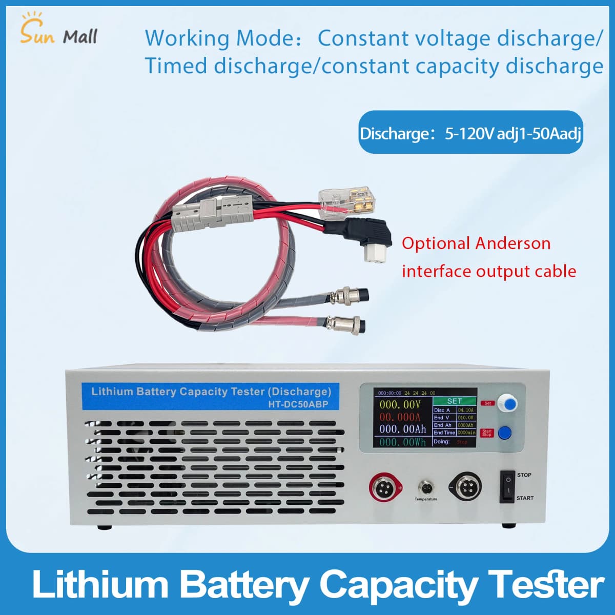 120V 50A High Current Battery Pack Aging Detection and Discharge Instrument Lithium Lead-Acid/LFP/NCM Battery Capacity Tester
