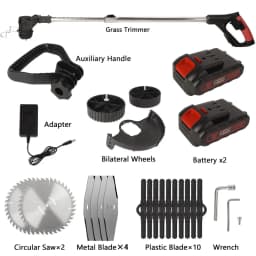 21V Battery-Powered Grass Trimmer And Edger with Wheels, Featuring 3 Types of Blades for Efficient Lawn Maintenance
