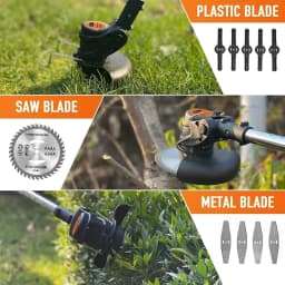 21V Battery-Powered Grass Trimmer And Edger with Wheels, Featuring 3 Types of Blades for Efficient Lawn Maintenance