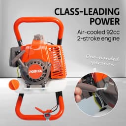 PORIYA 92CC Post Hole Digger Petrol Extension Drill Fence Borer Auger Bits