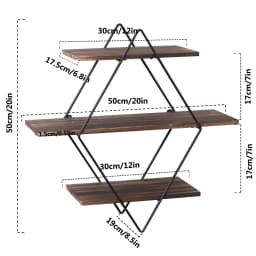 Rustic Wood Geometric Wall Floating Shelves Decorative Storage Display Rack Home Decor Wall Mounted Organizer