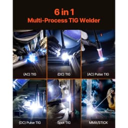 succebuy TIG Welder200A6-In-1Aluminum Welding Machine AC/ TIG/DC Pulse Spot MMA Stick Electric Welder with Synergic Control IGBT