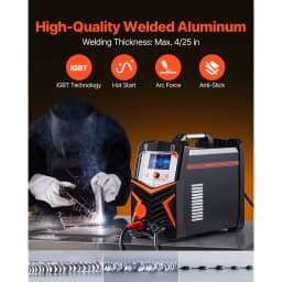 succebuy TIG Welder200A6-In-1Aluminum Welding Machine AC/ TIG/DC Pulse Spot MMA Stick Electric Welder with Synergic Control IGBT