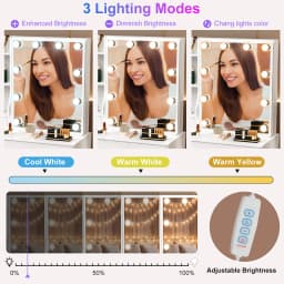 Hollywood Dressing Table Set with Led Mirror & Stool, 6 Drawers Including Large Drawer, Women's Makeup Vanity Desk for Bedroom