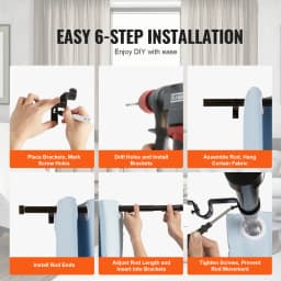 SucceBuy 1 in Double Curtain Rods 36-72/74-144 inches Drapery Rods for Windows 24-68/69-140 Inches Telescoping Dual Curtain Rod