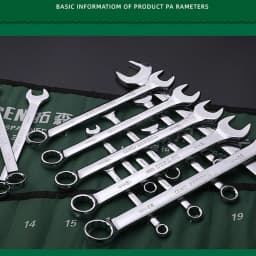 14PCS Spanner Set Metric Wrench Open Ring End CRV with Rolling Bag 8-24mm Tool