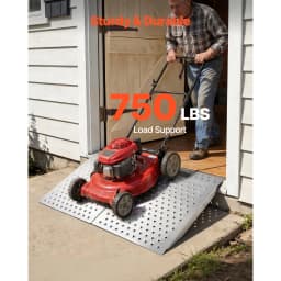 SucceBuy 750LBS 29.5 x 24.3in Non-Slip Door Threshold Ramp Platform Aluminum Wheelchair Ramp for Home Steps Curbs Doorways