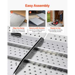 SucceBuy 750LBS 29.5 x 24.3in Non-Slip Door Threshold Ramp Platform Aluminum Wheelchair Ramp for Home Steps Curbs Doorways
