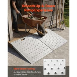 SucceBuy 750LBS 29.5 x 24.3in Non-Slip Door Threshold Ramp Platform Aluminum Wheelchair Ramp for Home Steps Curbs Doorways