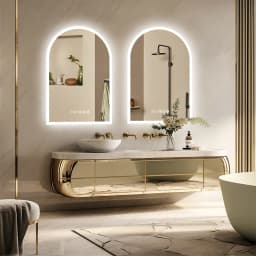 LUVODI 60x90cm Smart Bathroom Mirror LED Backlit Vanity Mirror with Touch Screen,Time And Temperature Display