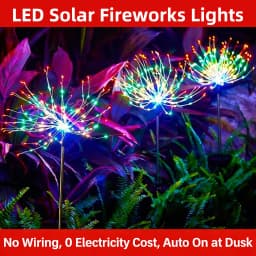 8pcs Solar Buried Lights+12pcs solar outdoor LED stainless steel stick lights+4pcs Multi-Color 90LED Starburst String Light IP44