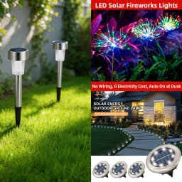 8pcs Solar Buried Lights+12pcs solar outdoor LED stainless steel stick lights+4pcs Multi-Color 90LED Starburst String Light IP44