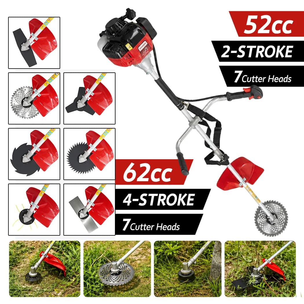 7IN1 Petrol Pole Chainsaw Brush Cutter Whipper Snipper Hedge Trimmer 52CC & 62CC
