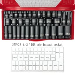 21/35PCS Metric 1/2" Drive Deep Impact Sockets Tools 8-36MM Garage Workshop Set