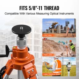 VEVOR Laser Level Tripod Stand Thread Mount Height Adjustment Heavy Duty Survey Tripod with Level Bubble & Diffusion Limiter