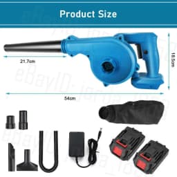 Cordless Electric Leaf Blower Dust Suction Vacuum Cleaner With 2 Battery