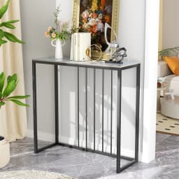 LUVODI 80cm Long Narrow Console Entry Table Storage Accent Table Behind Sofa Entryway with Black Metal Frame