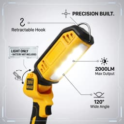 18V battery work light, tradie torch australia, cordless workshop lamp, construction inspection light, led handheld work torch, compatible with 18V lithium tool battery, camping emergency light, skin only work light no battery
