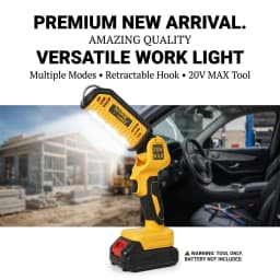 18V battery work light, tradie torch australia, cordless workshop lamp, construction inspection light, led handheld work torch, compatible with 18V lithium tool battery, camping emergency light, skin only work light no battery