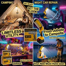 18V battery work light, tradie torch australia, cordless workshop lamp, construction inspection light, led handheld work torch, compatible with 18V lithium tool battery, camping emergency light, skin only work light no battery