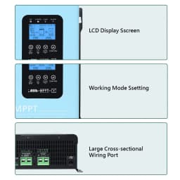 Y&H MPPT 60A 120A Solar Charge Controller 12V-96V with LCD, Max Solar Panel 230Vdc for Lifepo4 Lithium GELLead Acid Battery