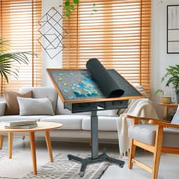 Freestanding Jigsaw Puzzle Table w/ Drawers, Adjustable 1500pcs Board, 360° Rotating Wheels, Portable Workstation