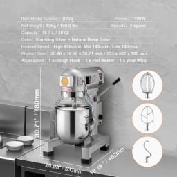 SucceBuy 10L/14L/28.5L/18.7L Commercial Food Mixer Commercial Stand Mixer with 3 Adjustable Speed 550W 1100W Dough Mixer