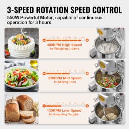 SucceBuy 10L/14L/28.5L/18.7L Commercial Food Mixer Commercial Stand Mixer with 3 Adjustable Speed 550W 1100W Dough Mixer