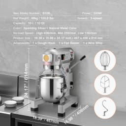 SucceBuy 10L/14L/28.5L/18.7L Commercial Food Mixer Commercial Stand Mixer with 3 Adjustable Speed 550W 1100W Dough Mixer