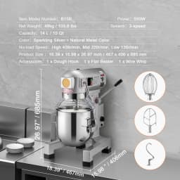 SucceBuy 10L/14L/28.5L/18.7L Commercial Food Mixer Commercial Stand Mixer with 3 Adjustable Speed 550W 1100W Dough Mixer