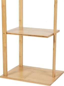 Bamboo Corner Coat Rack Stand - Freestanding Entryway Storage Shelves with Hanger Hooks for Home Organization