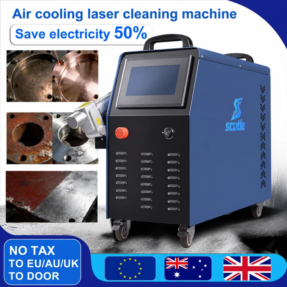2000W Air-Cooled Laser Cleaning Machine Portable Handheld Rust Paint Oxide Removal Cleaner 110V/220V CE