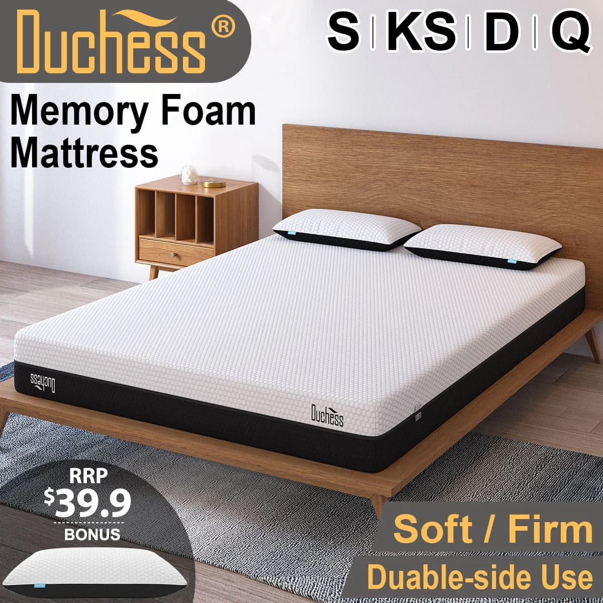 Duchess Mattress Queen Double Single Bed Mattresses Gel Memory Foam Free Pillow