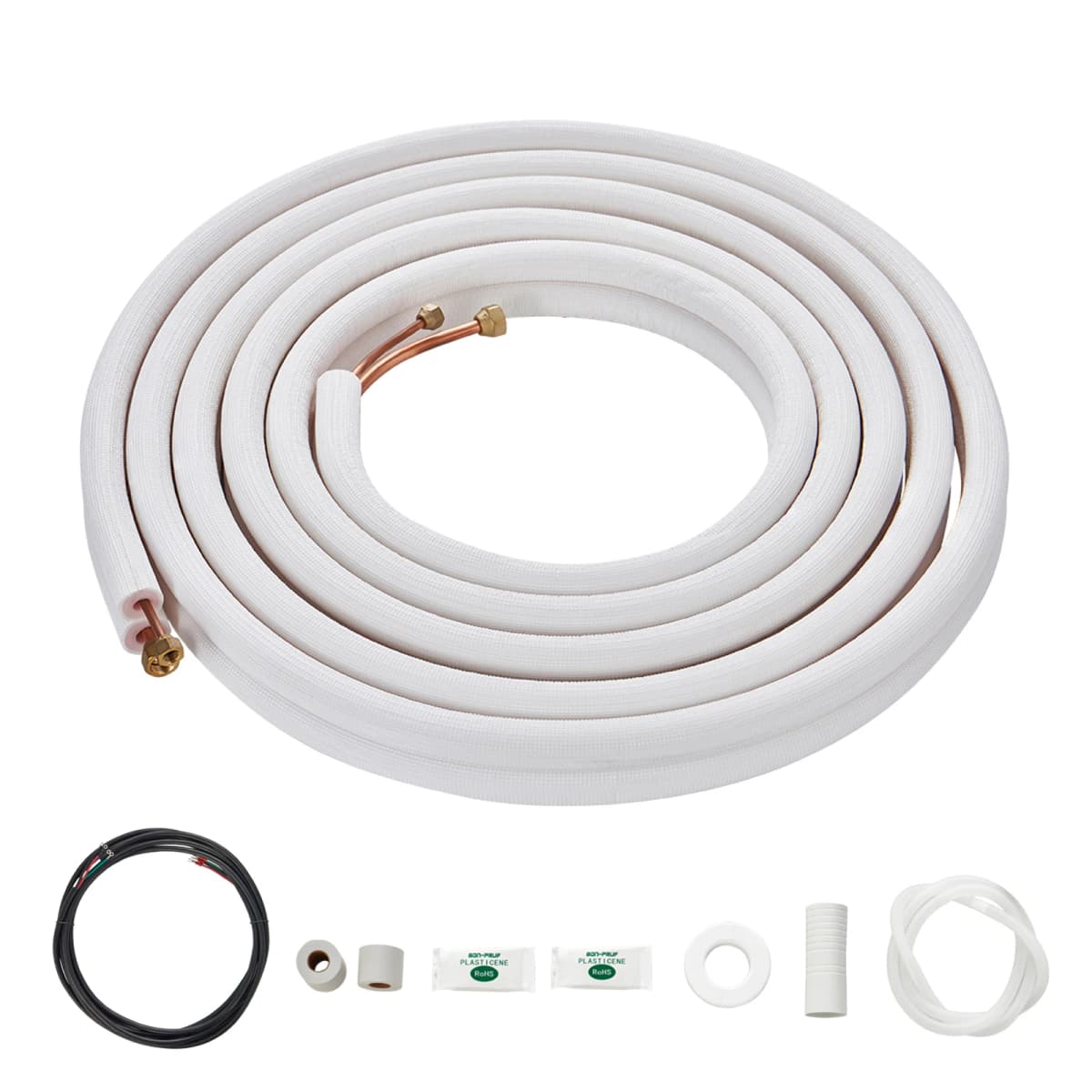 SucceBuy Mini Split Line Set O.D Copper Pipe Tubing and Triple Layer Insulation Air Heating Pump Equipment Accessories Cable