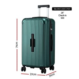 28 Inch Hard Shell Trunk Luggage Suitcase with 5 Wheels Type C Port TSA Lock Green Travel Checked Bag