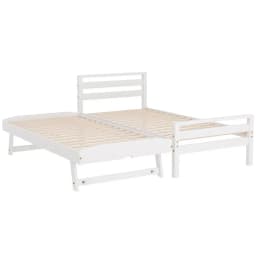 Single Size 2 in 1 Wooden Trundle Bed Frame White Platform Storage Bedroom Furniture