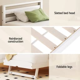 Single Size 2 in 1 Wooden Trundle Bed Frame White Platform Storage Bedroom Furniture