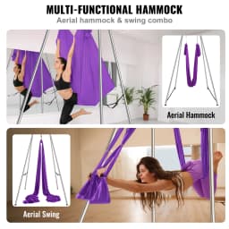 SucceBuy Aerial Yoga Frame & Hammock9.67ft Yoga Swing Stand W/13.1 Yards Aerial Hammock Max 551lbs Yoga Rig for Indoor Outdoor