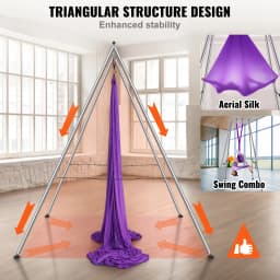 SucceBuy Aerial Yoga Frame & Hammock9.67ft Yoga Swing Stand W/13.1 Yards Aerial Hammock Max 551lbs Yoga Rig for Indoor Outdoor