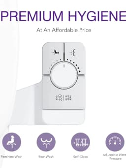 Bidet Attachment for Toilet, Non-Electric Bidet Ultra-Slim Dual Nozzle (Feminine/Rear Wash), Adjustable Pressure Control