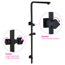 **Sydney Stock** KYLINS Black 8/10/12/16'' Square Rain Shower Head Hand Held Sliding Rail 2 In 1 Wall Arm Diverter Set WELS