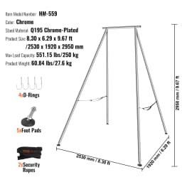SucceBuy9.67 ft Aerial Yoga Frame Max 551.15 lbs Load Chrome-Plated Steel Pipe Inversion Yoga Swing Stand