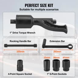 SucceBuy 1/58 1/64 Torque Wrench Set 4 / 8 Socets Multiplier Drive Lug Nut Wrench/Multiplier Heavy Duty Torque Multiplier w Case