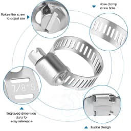 91x Stainless Steel Hose Clamps Clips Adjustable Range Worm Gear Pipe Clamp