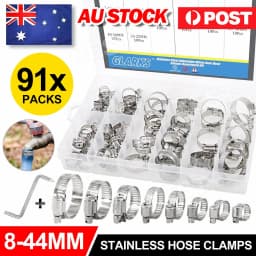 91x Stainless Steel Hose Clamps Clips Adjustable Range Worm Gear Pipe Clamp