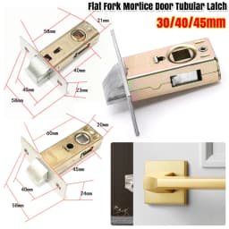 40mm Flat Fork Mortice Door Tubular Latch Internal Bolt Facility Sprung Catch