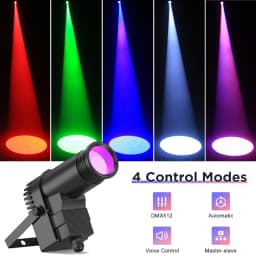 Datewink 2Pcs 30W RGBW LED Beam Pinspot Light Spot Lights DJ Disco Mirror Ball Stage Lighting Effect DMX For KTV Party Christmas