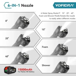 YOFIDRA 200Bar Brushless Electric High Pressure Washer + Bucket Car Washing Garden Water For Makita 21V Battery Pin Spray Gun