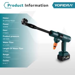 YOFIDRA 200Bar Brushless Electric High Pressure Washer + Bucket Car Washing Garden Water For Makita 21V Battery Pin Spray Gun