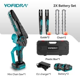 YOFIDRA 8 Inch Brushless Electric Chainsaw Cordless Woodworking Pruning Saw Garden Cutting Power Tool For Makita 21V Battery Pin